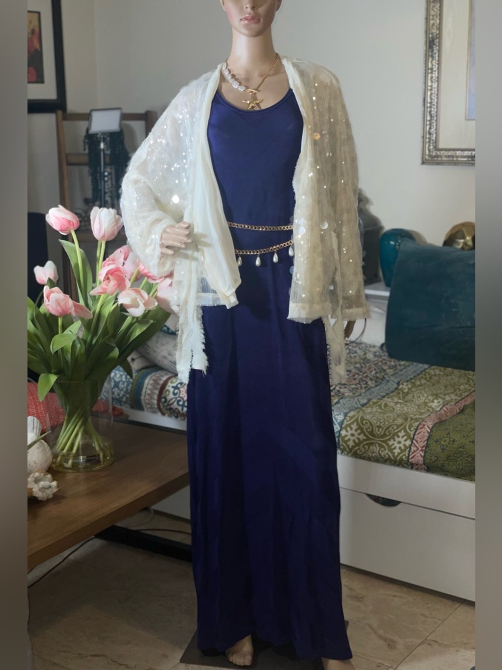 Stunning Tommy Bahama Cobalt Blue Maxi Dress - Textured Bandage Knit - Small / M